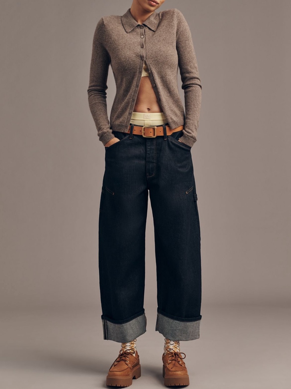 Pilcro Kayden High-Rise Carpenter Barrel Jeans in Indigo Japanese Denim